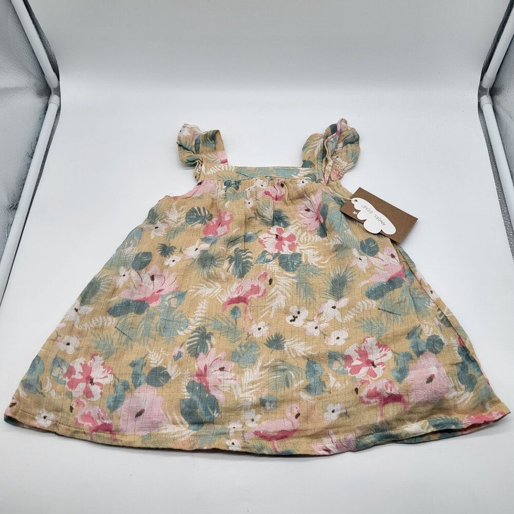 Angel Dear Baby 12-18M Floral Tropical Flamingo Sun Dress Romper w/Diaper Cover - Picture 3 of 7